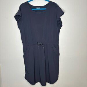 T by Talbots Lightweight Stretch Midi Dress Size Large Navy Blue Comfy Travel
